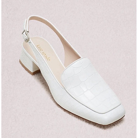 kate spade new york Shoes - Kate Spade New York Sahiba Sling Back Pump White Crocodile Embossed Size 9